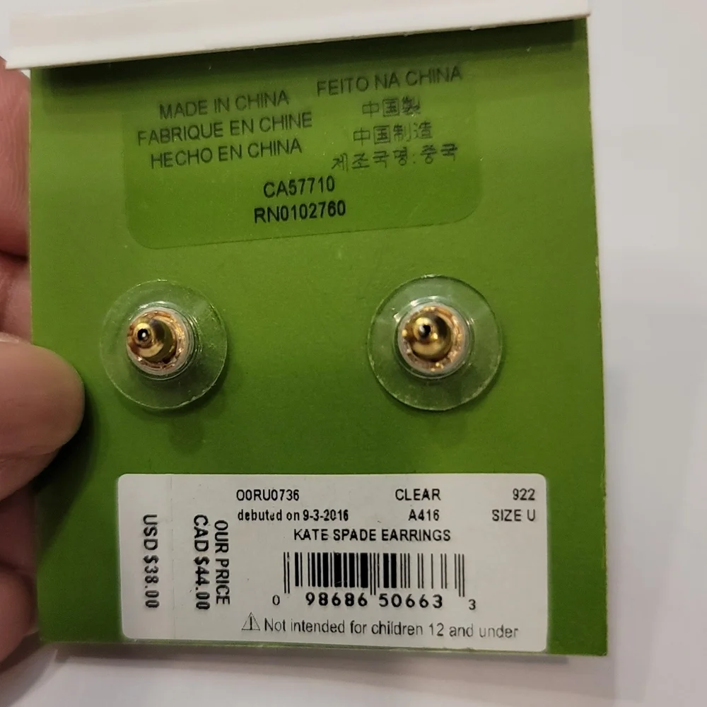 NWT Kate Spade Clear Stud Earrings A416 - Picture 4 of 5